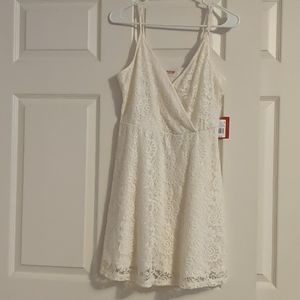 White lace single strap above the knee dress Sz Sm